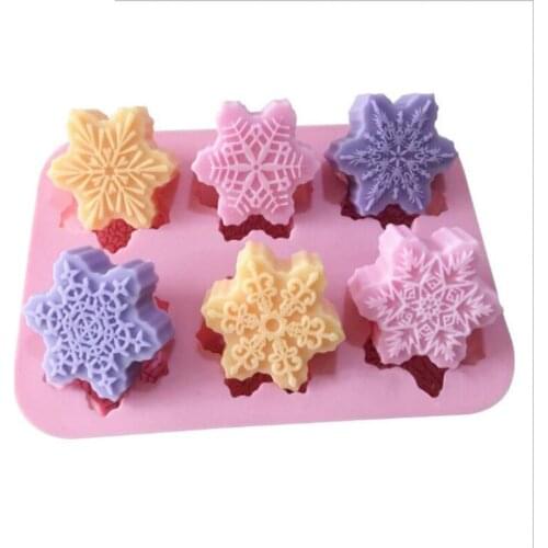 Snowflake Silicone Soap Mold DIY Aroma Plaster Candle Making Tool Candy Chocolate Mousse Pastry Biscuit Bakeware Form Xmas Decor