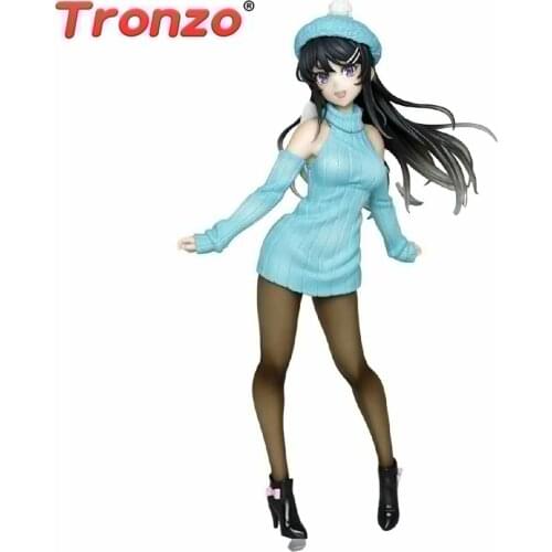 Tronzo 20cm Original Taito Rascal Does Not Dream of Bunny Girl Senpai Sakurajima Mai Knit Dress Ver Mai Senpai PVC Action Figure