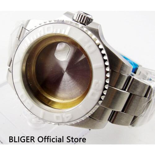 Solid BLIGER 43MM Sapphire Crystal Ceramic Bezel Stainless Steel Watch Case Fit For ETA 2836 Mingzhu 2813 Movement C81
