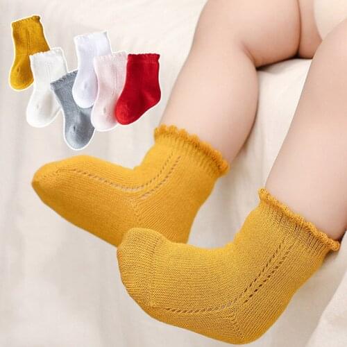 Spring Soft Baby Socks Solid Color Mesh Baby Girls Boys Socks For Newborn Infant Toddler Floor Socks 0-1Y
