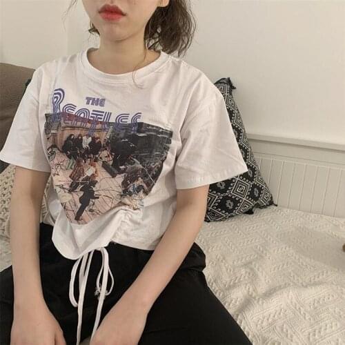 Vintage bf clothing tee Bow rope streetwear album Concert Graphic Crop Tops O-neck Short Sleeve Short T-shirts clothes shirt