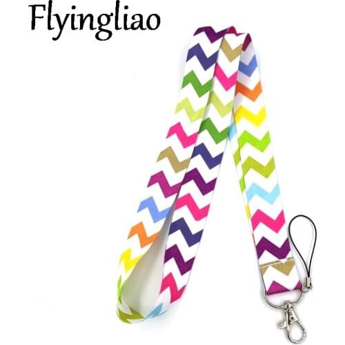 Wavy Texture Lines Neck Keychain Necklace Webbings Ribbons Anime Cartoon Neck Strap Lanyard ID badge Holder Keychain Lanyards