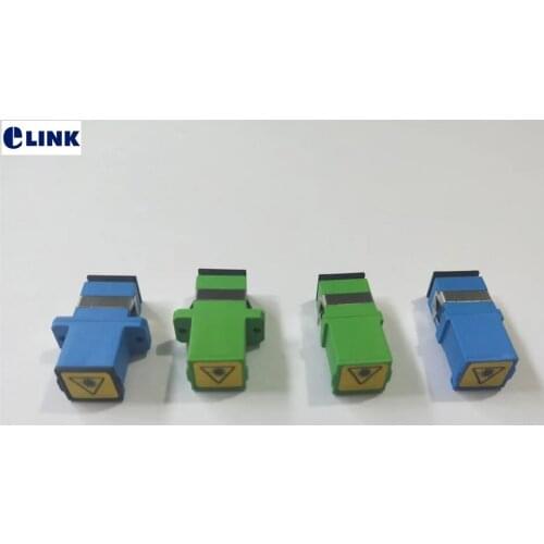 100pcs SC fiber optic Adapter shuttered flange flangeless APC FTTH coupler with open dust shutter Avoid Laser green blue 0.2dB