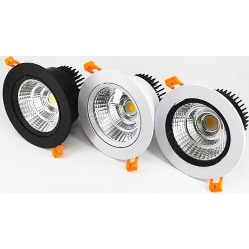 Recessed Round COB LED Downlights 5W7W9W12W LED Ceiling Spot lights AC85~265V LED Ceiling Lamps Warm /Cold White Indoor Lighting