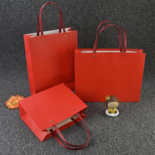 Red 100PCS/LOT High Grade Luxury Gift Bag Elegent Paper Bag Best Gift For Wedding & Party Portable Packaging