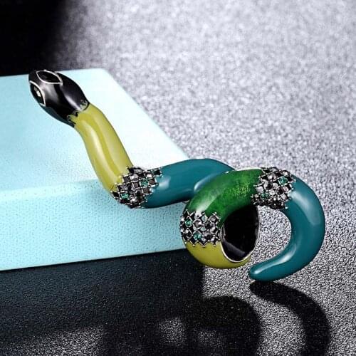 Zlxgirl jewelry Luxury Brand antique silver vintage enamel snake brooches bouquet for men punk hats accessory mens hijab pins