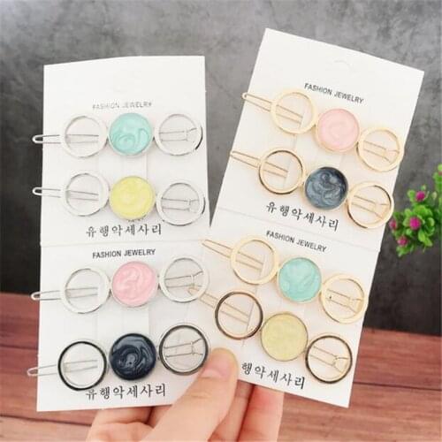 Korean Round Star Hair Clips for Women Vintage Geometric Alloy Hairband Elegant Girls Bang Hairgrip Barrette Hair Accessories