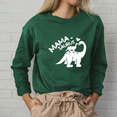 MaMa Saurus Graphic Printed 100%Cotton Womens Sweatshirt New Arrival Mom Life Casual O-Neck Long Sleeve Tops Gift For Mom