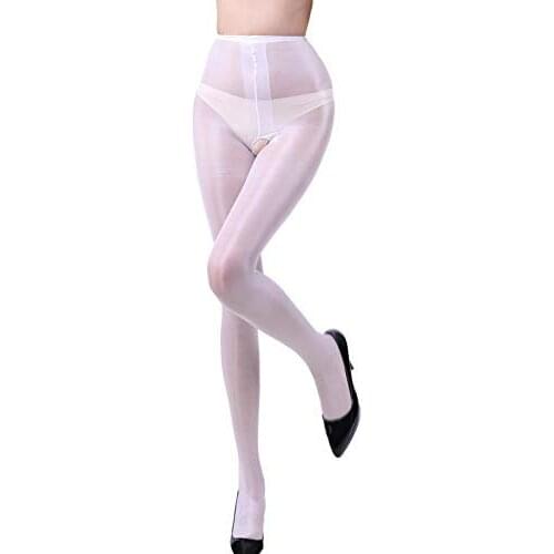 Shengrenmei Oil Glossy Tights Sexy Womens Open Crotch Pantyhose Transparent Shiny Panty Hose Silk Stockings for Woman Girl Gift