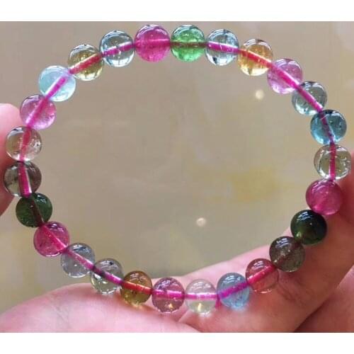 2018 New Arrival High Quality Natural Tourmaline 7mm Womens Elestic Bracelet Womens Jewelry Good Gift