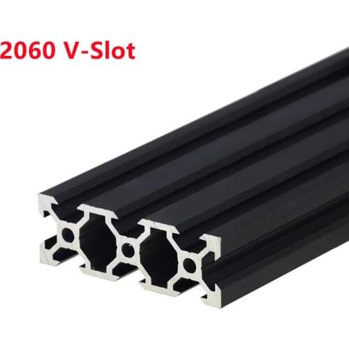 1Pcs/lot Black 2060 V-Slot European Standard Anodized Aluminum Profile Extrusion 100-500mm Length Linear Rail For CNC 3D Printer