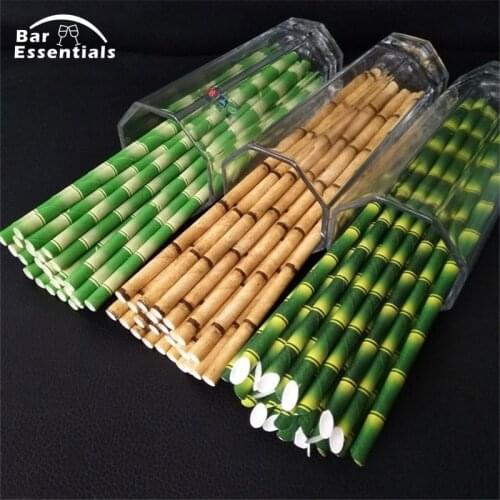100pcs 19.7cm Paper Straw Reusable Bamboo Drinking Tubes Party Supplies Decoration Cocktail Accessory