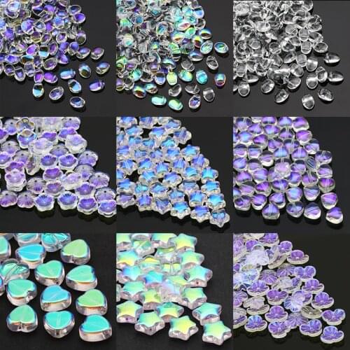 100pcs/Pack Czech Crystal Beads Crystal AB Color Glass Star Heart For Jewelry Making Necklaces Earrings DIY Handmade Supplier