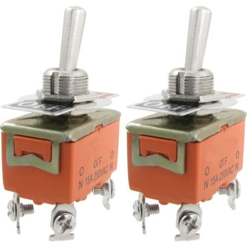 2 Pcs AC 250V 15A Amps ON/OFF 2 Position DPST Toggle Switch