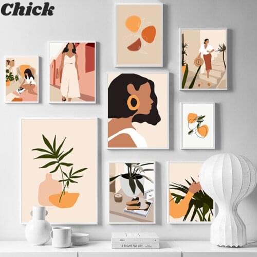 Abstract Fashion Vintage Girl Wall Art Canvas Painting Nordic Posters and Prints Wall Pictures for Living Room Home Decor