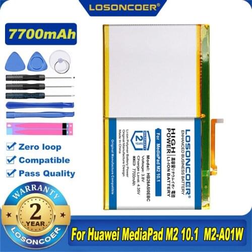 LOSONCOER 7700mAh HB26A510EBC for Huawei MediaPad M2 10.1 Flat Cell M2-A01W M2-A01L Battery