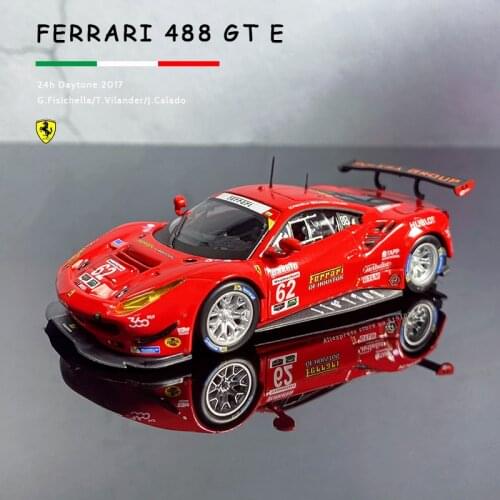 Bburago 1:43 Ferrari 488 GTE 2017 series acrylic display box rally car model Simulation Alloy Car Model Collect gifts toy