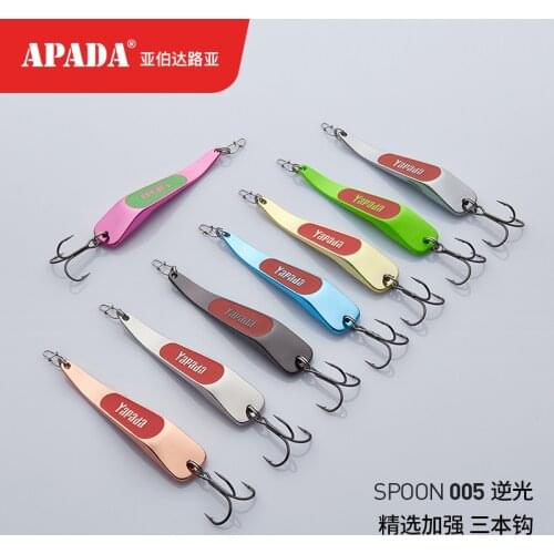 APADA Spoon 005 Backlight 10g/15g Treble Hook 59mm/66mm Feather Multicolor Metal Spoon Zinc alloy Fishing Lures