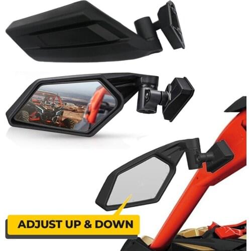 UTV Side Mirrors 360 Degree Adjustable Rearview Mirrors Racing Style for Can Am Maverick X3 Suzuki King Quad