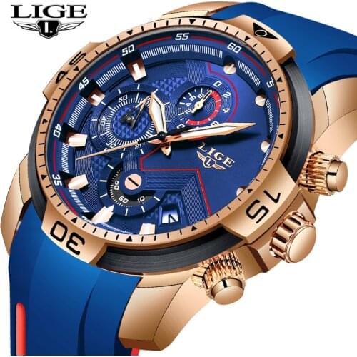2020 LIGE Watches Mens Business Watches Orologio Uomo Silicagel Band Wristwatch Quartz Watch Zegarek Meski Reloj Hombre Man Gift