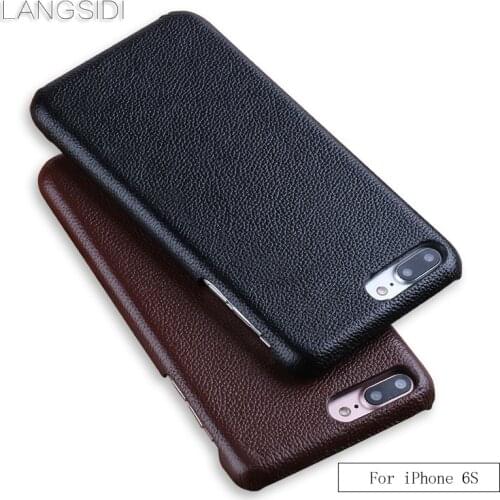 LANGSIDI For iPhone X 12 Pro Max 12 Mini 5 5s 6 6s 6sp 7 7P 8 8P SE 2020 case handmade Luxury Genuine Leather