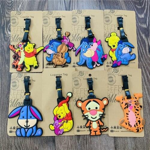 Disney Eeyore Pooh Tigger Piglet Anime Action Toy Figures Cartoon Products Accessories Luggage Tag Suitcase Unisex Gifts