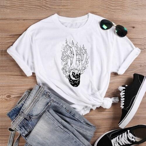 Gothic hand The Magician t-shirt funny grunge women 100% Cotton tumblr harajuku casual Fashion graphic unisex tee top fit tshirt