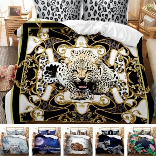 Hot Style Bedding Set 3d Digital Leopards Printing 2/3pcs Duvet Cover Set Single Twin Double Full Queen King Bedroom Decor