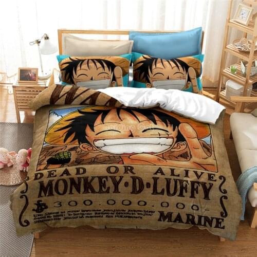 ONE PIECE Monkey.D.Luffy Pattern Bedding Set 3D Anime Character Duvet Cover Set Pillowcase Comforter Cover Bedclothes Bed Linens
