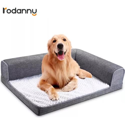 Rodanny Dog Bed Sofa L Shaped Waterproof Ultra Soft Bed Dog Cat House Cotton Warm Couch for Larger Dog