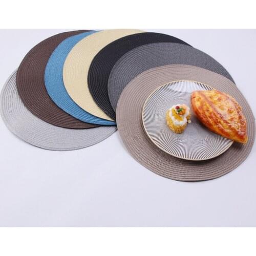 Round Weave Placemat Table Mats Dining Napkin Pads Non-Slip Heat Resistant Coaster Cushion Kitchen Party Decoration