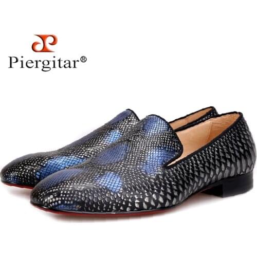 New arrival Handmade men Genuine Leather shoes with Serpentine printing designs Party and Wedding men loafers males flats
