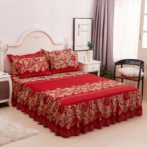 Soft Bed Sheet Wedding Bedspread Full Queen King Size Bed Sheet with Mattress Cover Bedsheets Dropshipping