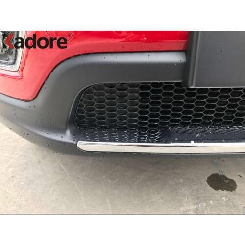 Front Bumper Cover Trim For Jeep Compass 2017 2018 2019 2020 ABS Chrome Front Grille Bottom Molding Strip Car Styling
