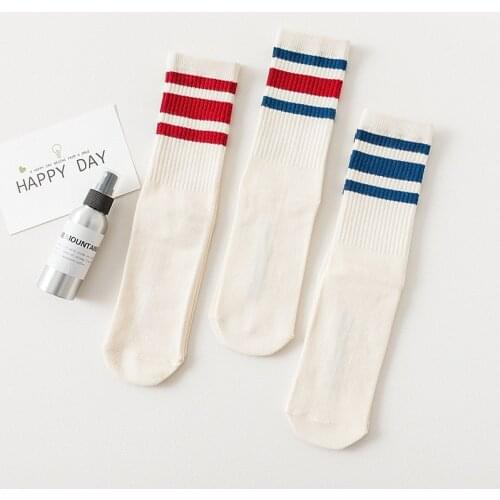 South Korea ulzzang striped high street tube socks simple men and women couple sports cotton socks three bars tide socks