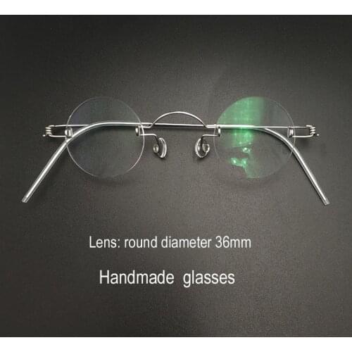 Handmade glasses custom retro frameless small round men and women myopia prescription reading glasses screwless eyewear