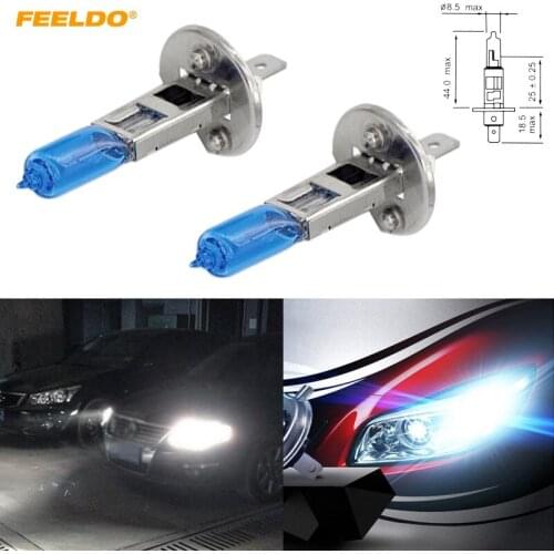 FEELDO 2Pcs Super White 55W 100W H1 Car Headlights Lamp Car Light Source Parking #AM2024