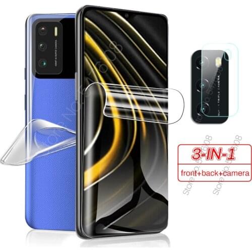 Front back soft hydrogel film for xiaomi poco m3 camera protector poxo poko foco pocophone m 3 pocom3 pocophonem3,not tremp glas