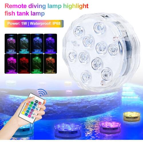 Submersible RGB 10 Led Underwater Night Lamp Outdoor Pond Vase Garden Swimming Pool Lamp Battery Operated With Remote Control