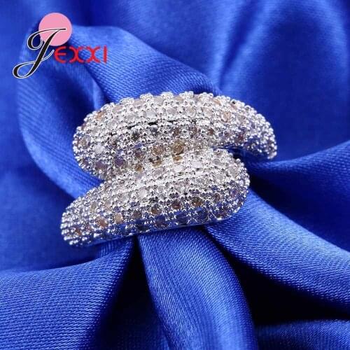 Hot Women Clear Micro White Cubic Zirconia Wedding Rings Jewelry 925 Sterling Silver Bands Engagement Ring Anillos Bague