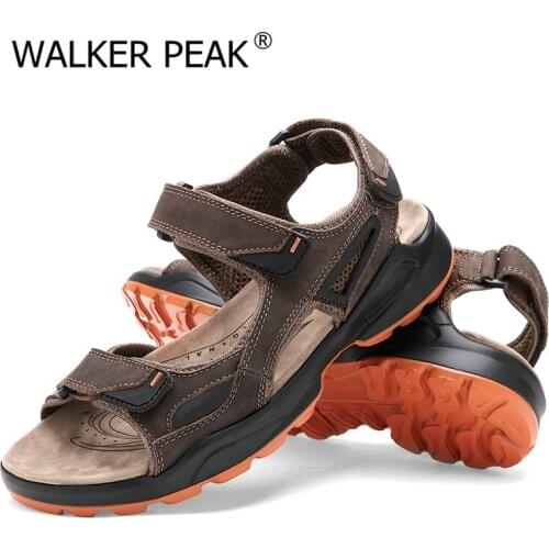 Size 38-48 Mens Sandals Comfort Genuine Leather Summer High Quality Beach Slippers Casual Footwear Outdoor Beach Shoes 2021 New