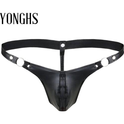 Sexy Mens Erotic Lingerie Underwear Leather Pouch Briefs Jockstrap G-string Gay Underwear Bulge pouch and T-back Thong Panties