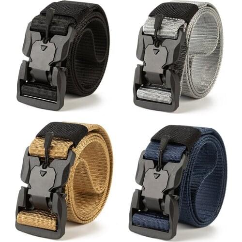 Tactical Belt Hard PC Quick Release Magnetic Buckle Military Belt Soft Nylon Pants Belt Casual Canvas Belt Sports Accessories