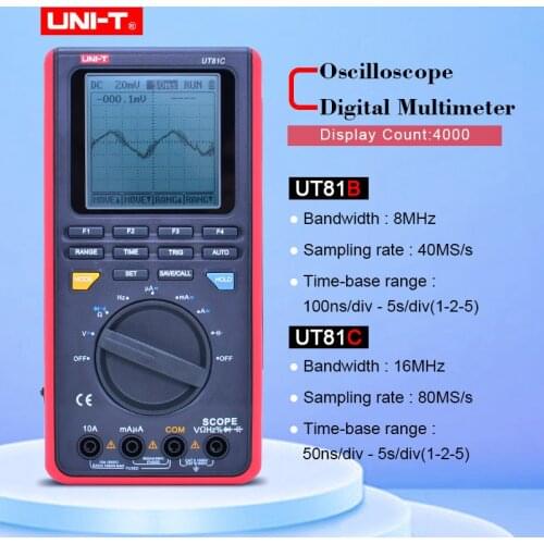 UNI-T UT81C/UT81B Real-Time Sample Rate Handheld Oscilloscope Digital Multimeter AC DC Resistance Capacitance Frequency Meter