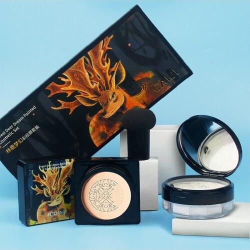 Air Cushion Loose Powder Powder Puff Three-Piece Moisturizing Concealer Mushroom Head Air Cushion Bb Cream Makeup Set