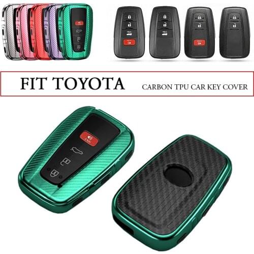 High-Quality TPU Carbon Fiber Car Remote Smart Key Case Cover Key Bag Shell Holder Protector For Toyota Camry CHR Avalon RAV4