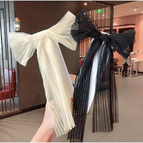 1Pcs Girls Women Super Fairy Forest Mesh Yarn Bow Hairpin Streamer Spring Top Clip Headdress Ancient Style Hair Accessories