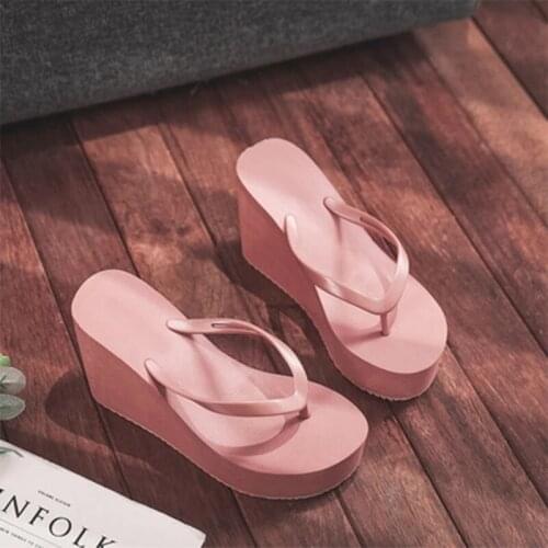 2021 Women Wedges Flip Flops Womens High Heels Slippers Ladies Summer Casual Shoes Female Comfortable Beach Leisure Footwear