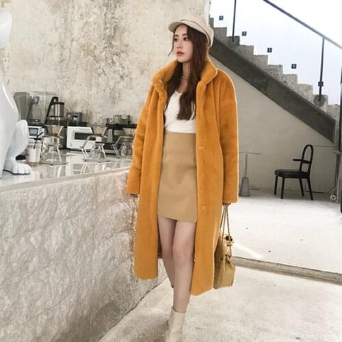 Winter Plus size Women Thicken Long Casual Faux Rabbit Fur Coat Korean 6 Color Warm Soft Plush Female Outerwear Casaco Feminino