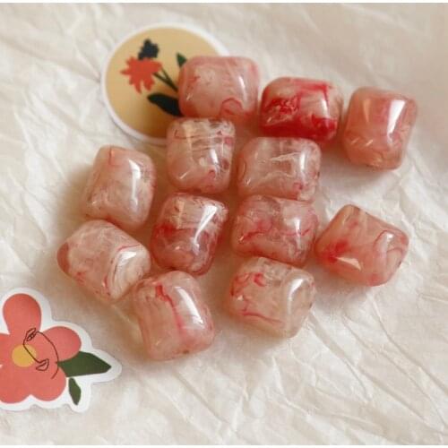 10pcs Cherry Pigment Mixed Noise Resin Beads Japan DIY Handmade Earrings Make Accessories without Earrings Material